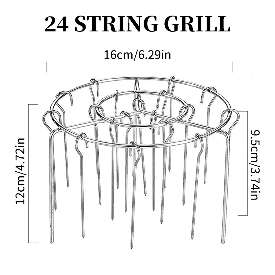 Air Fryer Stainless Steel Skewers Rack Barbecue Rack Round Hanging Skewers Rack Vertical Meat Skewers Rack