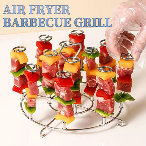 Air Fryer Stainless Steel Skewers Rack Barbecue Rack Round Hanging Skewers Rack Vertical Meat Skewers Rack