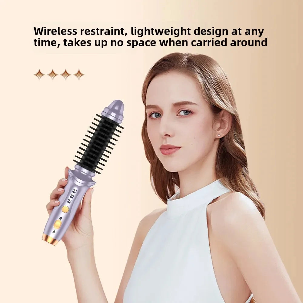 Rechargeable Wireless Curling Iron Multi-Functional Straight And Curl Hair Styler Large Wave Curling Iron No Damage to Hair
